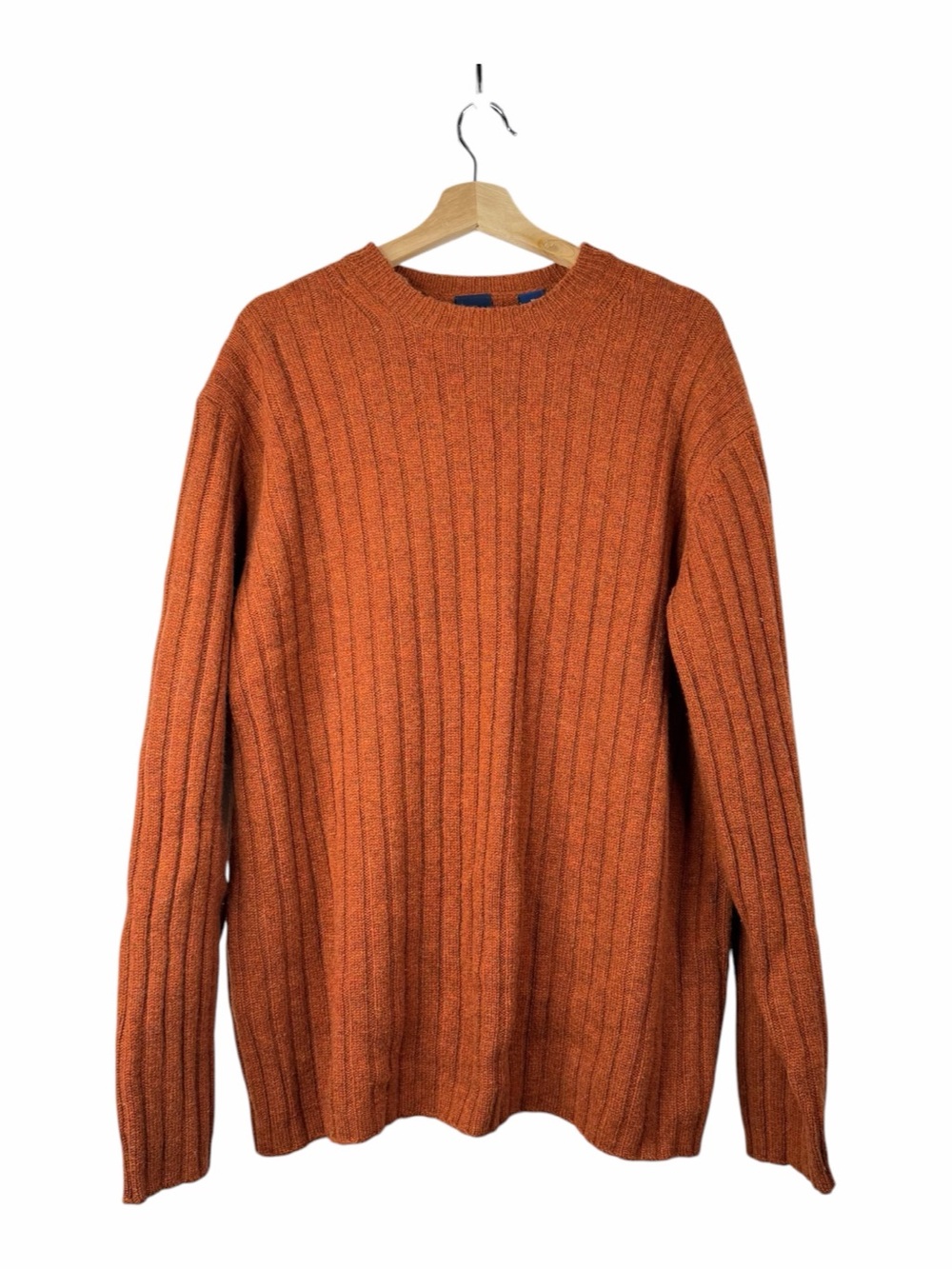 Gap VTG Sweater Men's XL Orange Lambswool Ribbed Indie Grunge Dark Academia Y2K